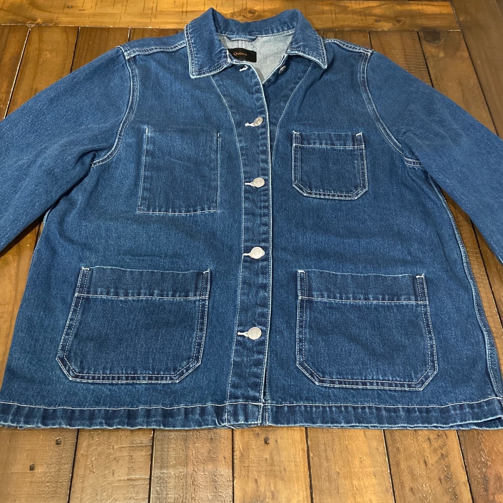 Quince Womens Organic Cotton Denim Chore Jacket Dark Indigo XL LB83760-FBIL004